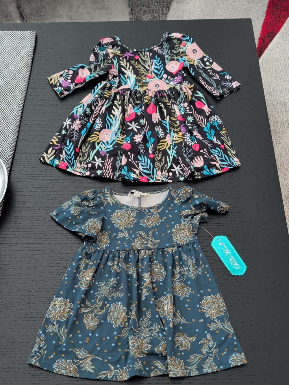 Lot 2 Girls 3T / 4T Twirl Dresses Mila & Rose New Pioneer Woman Teal Floral